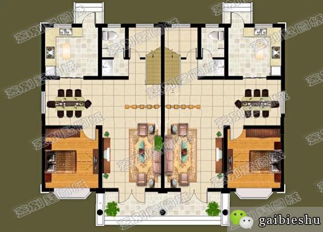 二層兄弟雙拼別墅設(shè)計(jì)圖，建造這樣的戶型，幾十年不過時(shí)，實(shí)用耐看。