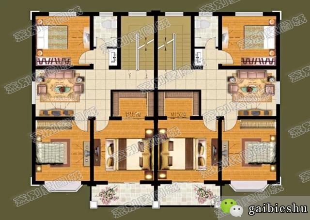 二層兄弟雙拼別墅設(shè)計(jì)圖，建造這樣的戶型，幾十年不過時(shí)，實(shí)用耐看。