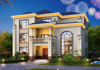 新農(nóng)村帶陽臺三層樓房圖紙，占地180平米左右，豪華大氣