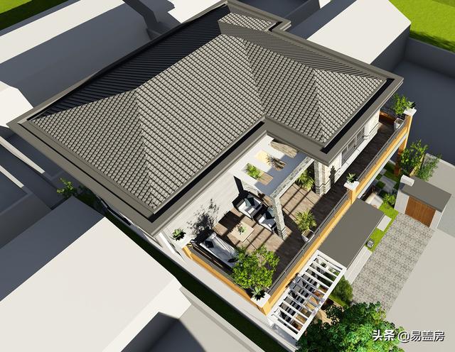 10.8m×12.4m現代二層別墅設計圖，舒服老人房農村鄉(xiāng)親都羨慕