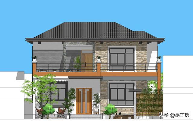 10.8m×12.4m現代二層別墅設計圖，舒服老人房農村鄉(xiāng)親都羨慕