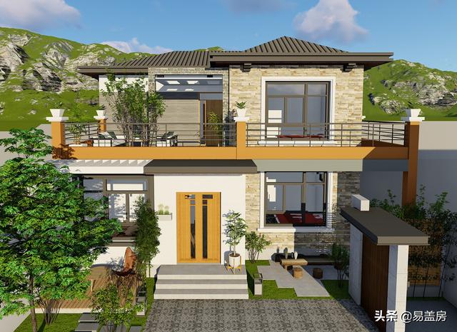 10.8m×12.4m現代二層別墅設計圖，舒服老人房農村鄉(xiāng)親都羨慕