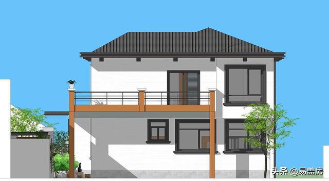 10.8m×12.4m現代二層別墅設計圖，舒服老人房農村鄉(xiāng)親都羨慕