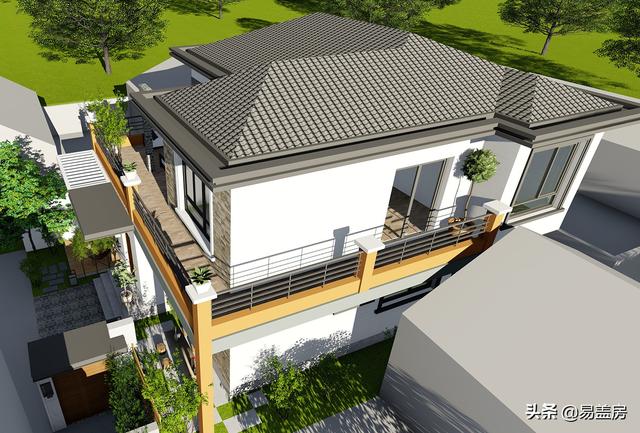 10.8m×12.4m現代二層別墅設計圖，舒服老人房農村鄉(xiāng)親都羨慕