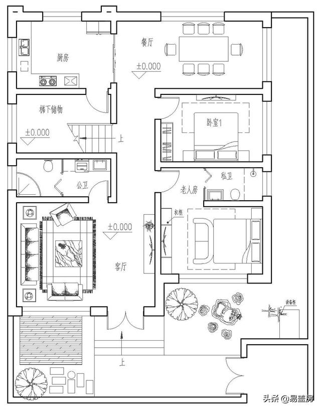 10.8m×12.4m現代二層別墅設計圖，舒服老人房農村鄉(xiāng)親都羨慕