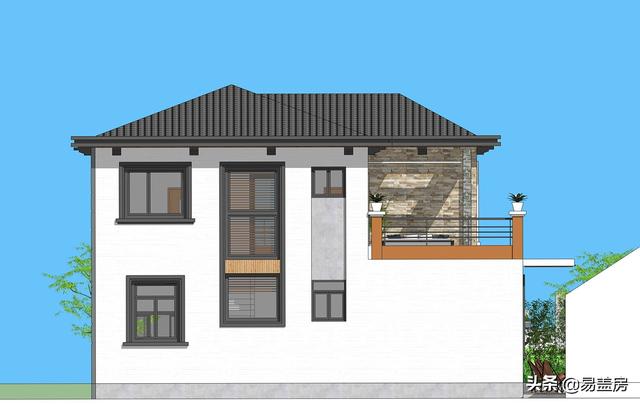 10.8m×12.4m現代二層別墅設計圖，舒服老人房農村鄉(xiāng)親都羨慕