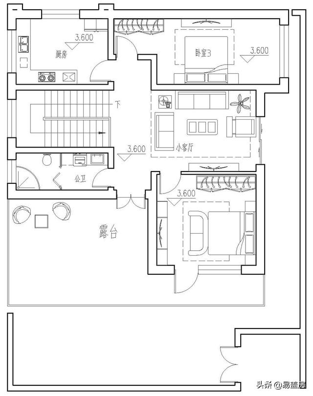 10.8m×12.4m現代二層別墅設計圖，舒服老人房農村鄉(xiāng)親都羨慕