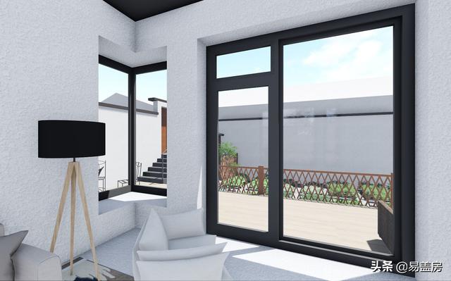 11.2m×12.5m北京一層現(xiàn)代別墅設計圖，造價21萬，落地窗大平臺真舒服