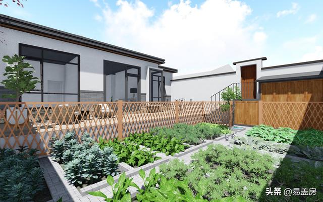 11.2m×12.5m北京一層現(xiàn)代別墅設計圖，造價21萬，落地窗大平臺真舒服