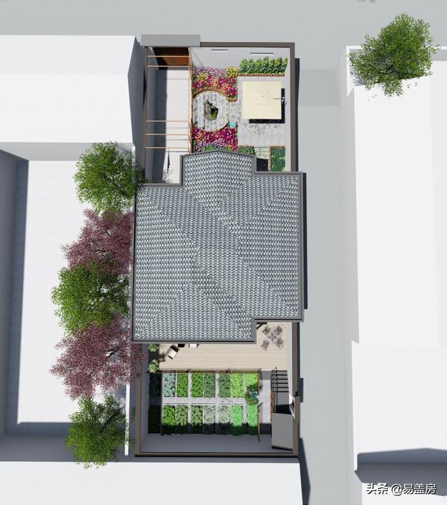 11.2m×12.5m北京一層現(xiàn)代別墅設計圖，造價21萬，落地窗大平臺真舒服