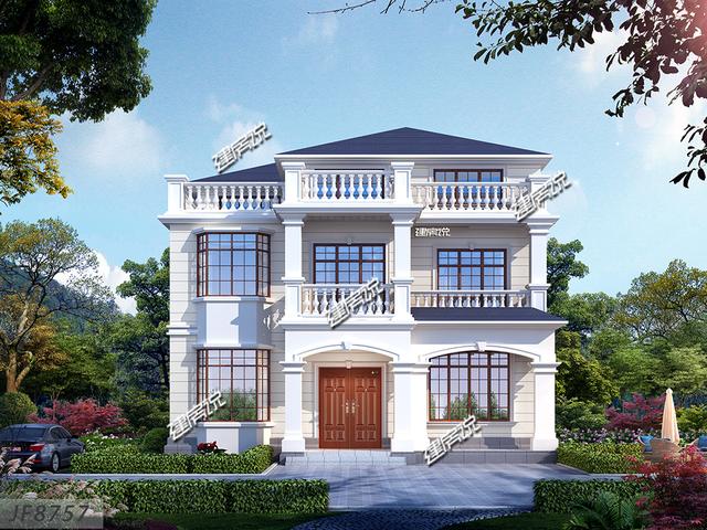 歐式三層別墅，很有田園氣息，蓋在農(nóng)村一定是一道靚麗的風(fēng)景線。