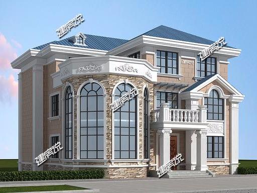 三層新型別墅，帶有挑空客廳和旋轉(zhuǎn)樓梯，時(shí)尚大氣。