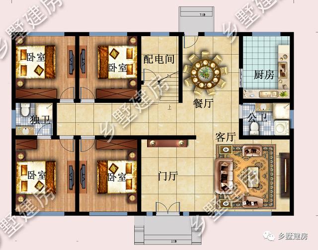 17.74X11.54米新中式二層別墅設(shè)計(jì)圖，帶泳池+庭院+露臺(tái)。