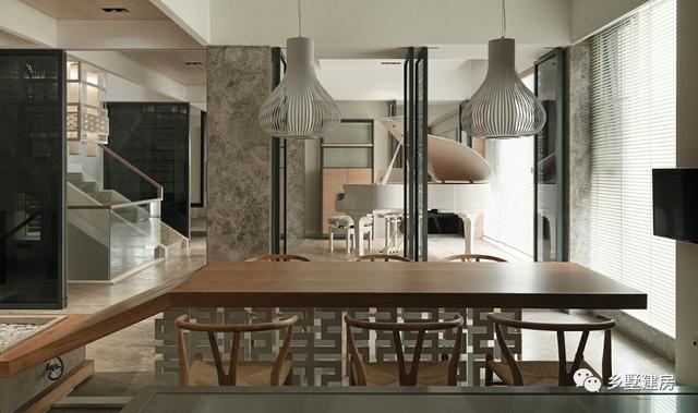 17.74X11.54米新中式二層別墅設(shè)計(jì)圖，帶泳池+庭院+露臺(tái)。