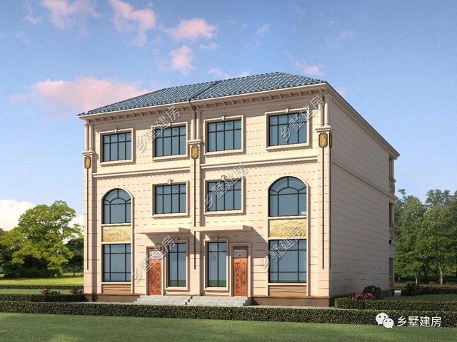 14.9X16.8米雙拼三層別墅設計圖，兄弟姐妹住在一起其樂融融。