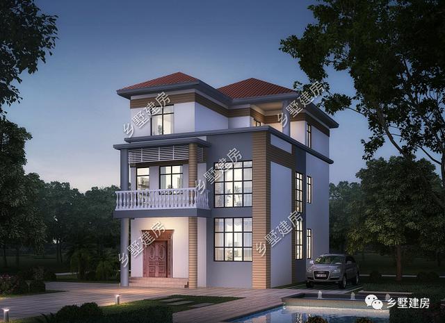 現(xiàn)代風(fēng)格三層別墅，大玻璃窗設(shè)計(jì)，室內(nèi)亮堂，窄面寬也能走路帶風(fēng)。