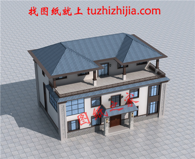 2019農(nóng)村三層新中式別墅圖，占地240平米