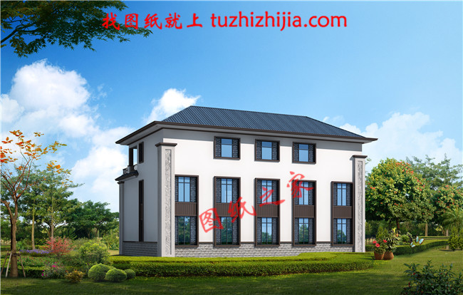 2019農(nóng)村三層新中式別墅圖，占地240平米