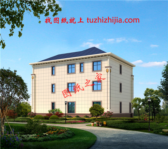 新農(nóng)村帶陽(yáng)臺(tái)三層樓房圖紙，占地180平米左右，豪華大氣