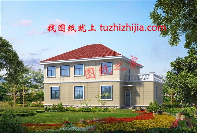 180平米農(nóng)村二層小別墅設(shè)計(jì)圖，外觀漂亮，帶露臺