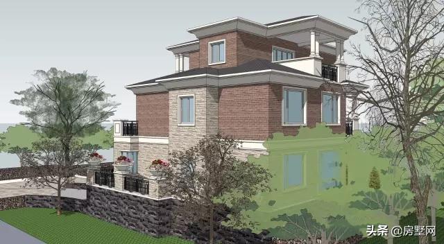 帶雙車庫(kù)的新式三層別墅設(shè)計(jì)圖，秀雅大方不失大氣?。