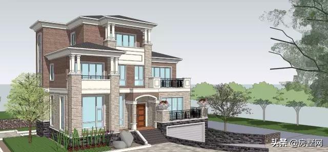 帶雙車庫(kù)的新式三層別墅設(shè)計(jì)圖，秀雅大方不失大氣?。