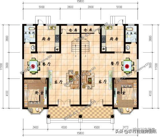 3款兄弟雙拼別墅設(shè)計圖，建成之后可以說是村里首屈一指的大氣。