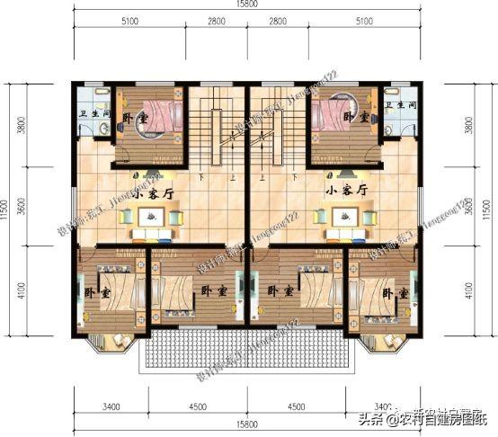 3款兄弟雙拼別墅設(shè)計圖，建成之后可以說是村里首屈一指的大氣。