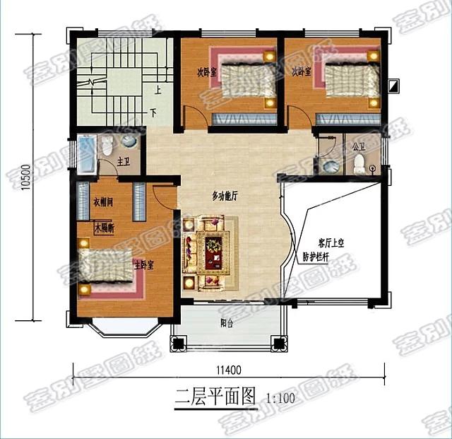 帶超大落地窗的三層農(nóng)村自建房，客廳挑空設(shè)計(jì)，時尚豪華，造價25萬。