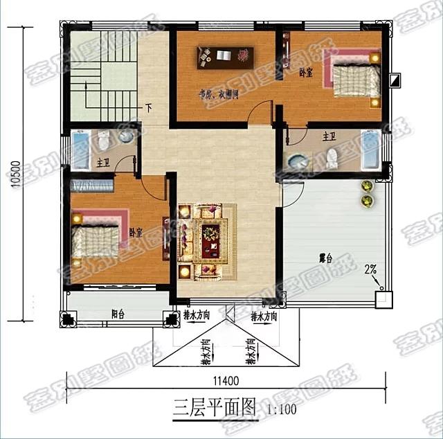 帶超大落地窗的三層農(nóng)村自建房，客廳挑空設(shè)計(jì)，時尚豪華，造價25萬。