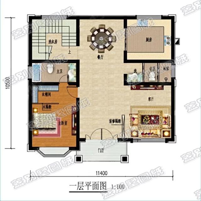 帶超大落地窗的三層農(nóng)村自建房，客廳挑空設(shè)計(jì)，時尚豪華，造價25萬。
