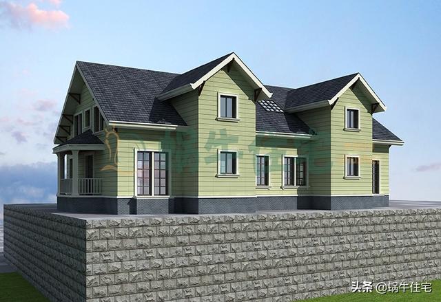 帶閣樓的一層半雙拼別墅設(shè)計(jì)圖，美式風(fēng)格，簡(jiǎn)單大氣。