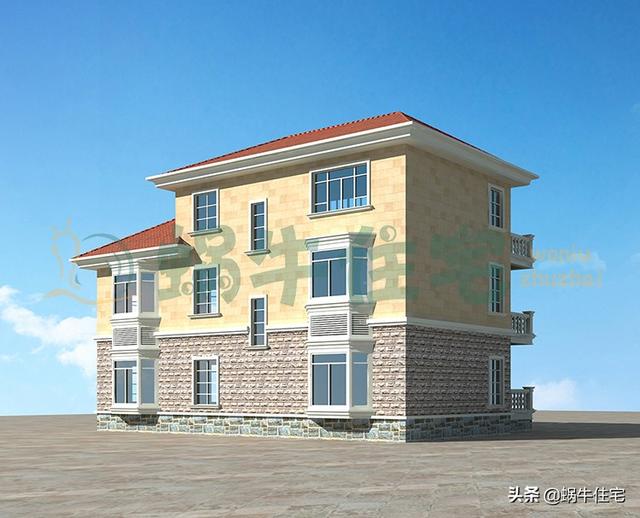 簡歐三層農(nóng)村別墅設(shè)計(jì)圖，簡潔大方，坡屋頂設(shè)計(jì)，功能分區(qū)合理，最適合老百姓的自建房