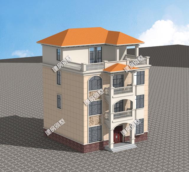 帶涼亭的四層農(nóng)村別墅設(shè)計(jì)圖，在大露臺(tái)，內(nèi)配11間臥室，業(yè)主嫌太少了。