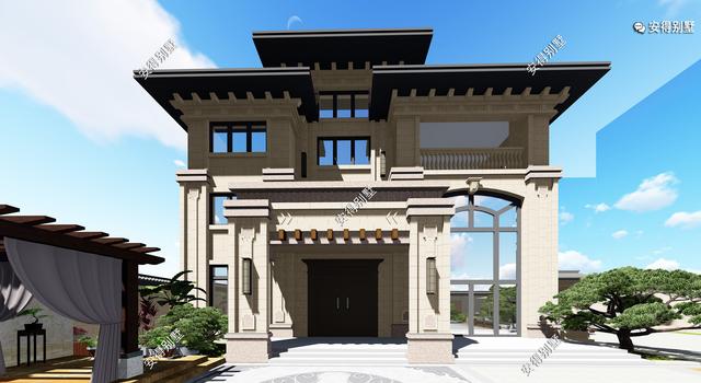 經(jīng)典耐看的三層歐式別墅設(shè)計(jì)圖，寬敞大氣，帶庭院、大客廳、大車(chē)庫(kù)、大露臺(tái)，臥室套房。