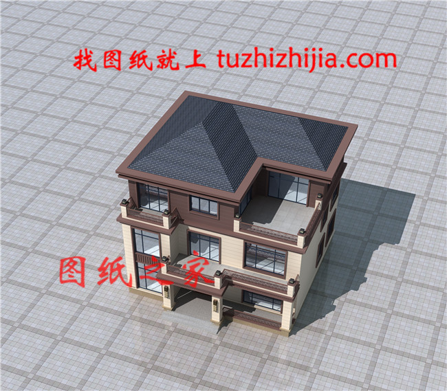 新式160平方米農(nóng)村三層樓房設(shè)計(jì)圖，客廳中空