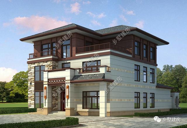 12.5X18.1米三層新中式別墅設(shè)計(jì)圖，帶庭院，經(jīng)典耐看！