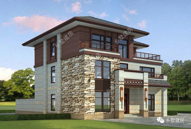 12.5X18.1米三層新中式別墅設(shè)計(jì)圖，帶庭院，經(jīng)典耐看！