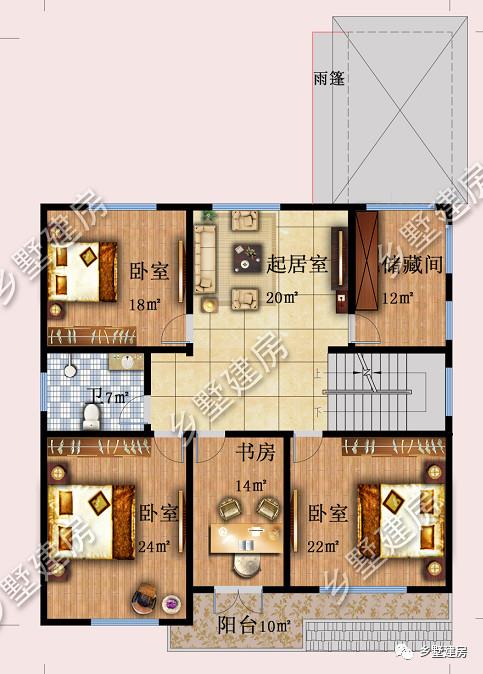 12.5X18.1米三層新中式別墅設(shè)計(jì)圖，帶庭院，經(jīng)典耐看！
