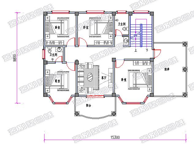 帶車庫(kù)的三層歐式別墅設(shè)計(jì)圖，大堂屋設(shè)計(jì)，功能性齊全。