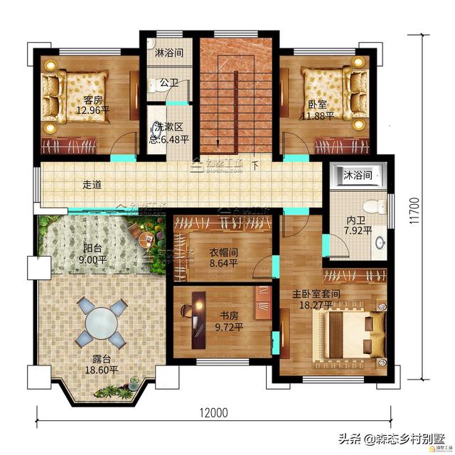 12.00x13.2米三層自建別墅設(shè)計圖，優(yōu)雅大氣，“名利”雙收，何樂而不為？