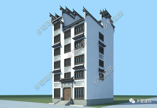 10.26X13.56米的六層徽派別墅設(shè)計(jì)圖，徽派照樣能建高層，那在整個(gè)鎮(zhèn)上，可是最耀眼的呢！