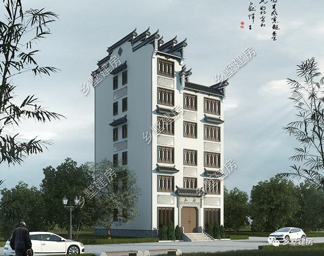 10.26X13.56米的六層徽派別墅設(shè)計(jì)圖，徽派照樣能建高層，那在整個(gè)鎮(zhèn)上，可是最耀眼的呢！
