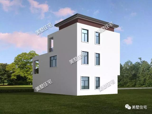 帶悠然小前院的三層現(xiàn)代別墅設(shè)計(jì)圖，清透中不失穩(wěn)重大方，時(shí)尚范十足