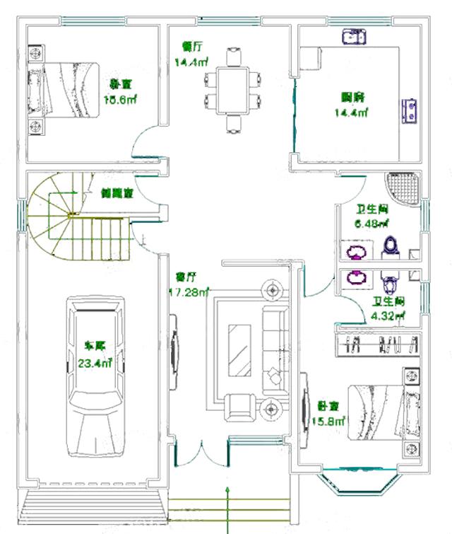 帶涼亭的三層別墅設(shè)計(jì)圖，平屋頂設(shè)計(jì)，經(jīng)濟(jì)實(shí)用，非常適合農(nóng)村自建。