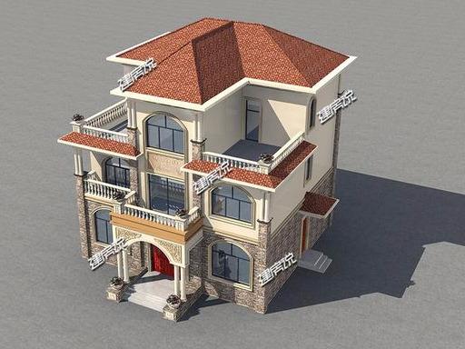 占地面積140米的三層歐式別墅設計圖，戶型方正，適合農(nóng)村自建。