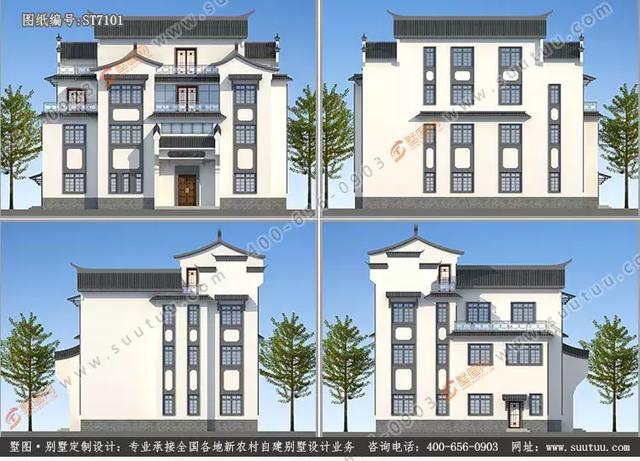 超大超豪華21.8×15.6米徽派風格別墅設計圖推薦，主體造價百萬