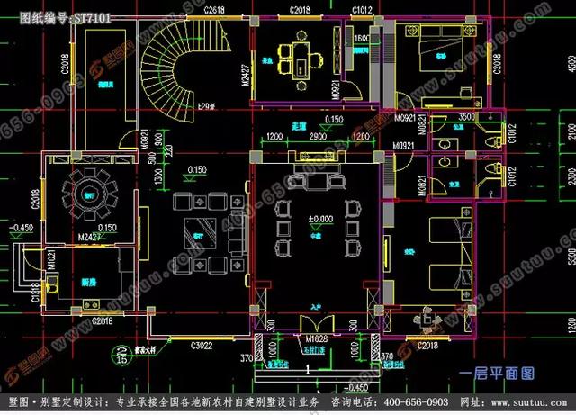 超大超豪華21.8×15.6米徽派風格別墅設計圖推薦，主體造價百萬