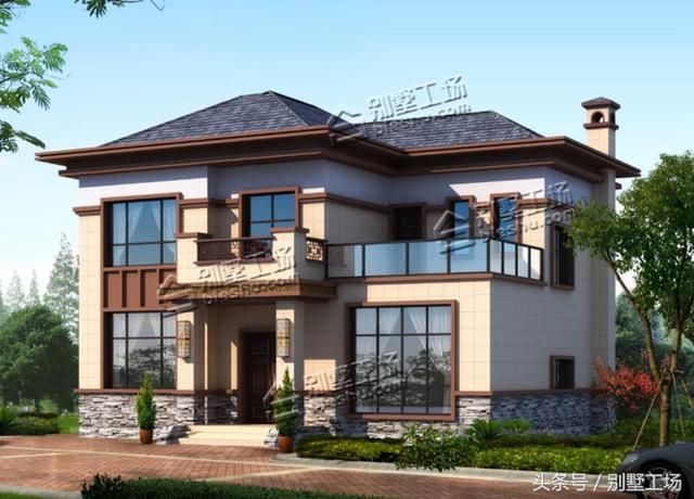 二層新中式別墅設計圖，11.7X10m，4個臥室16萬可建