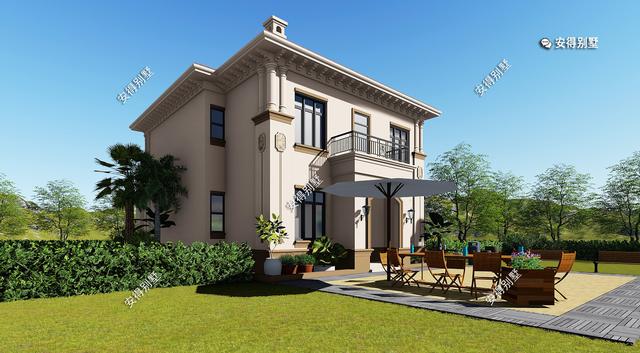 2層歐式小別墅設(shè)計(jì)圖，造價(jià)35萬(wàn)，占地120㎡，建一棟在農(nóng)村超受歡迎